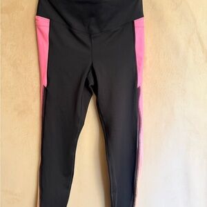 Victoria's Secret Black Leggings with Pink Side Panels